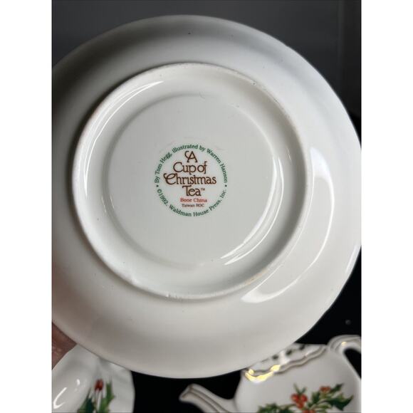 Vintage 1992 Waldman House Teacup,Saucer & Tea Bag CUP OF CHRISTMAS TEA Tom Hegg - Picture 10 of 11